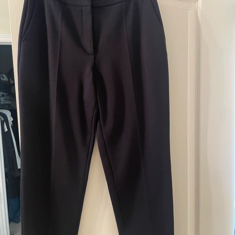 Sandro Navy High-Waisted Trousers